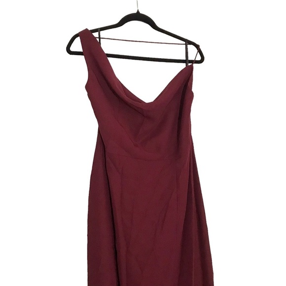 After Six One-Shoulder Draped Cowl-Neck Maxi Dress in Cabernet red NWT - Picture 6 of 8